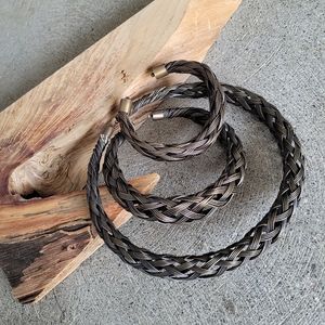 Braided silver sterling cuff choker armlet set